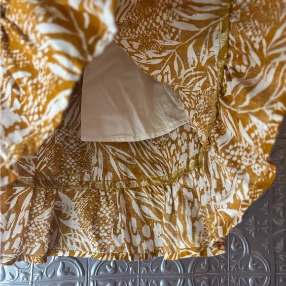 Christian Siriano Linen Tropical Print ruffle Skirt spring summer vacation - Picture 2 of 6